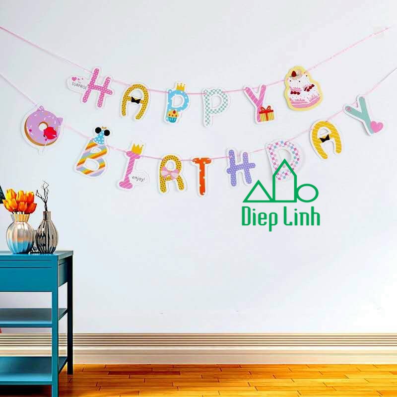 Dây treo trang trí sinh nhật chữ Happy Birthday dài 2M xinh xắn