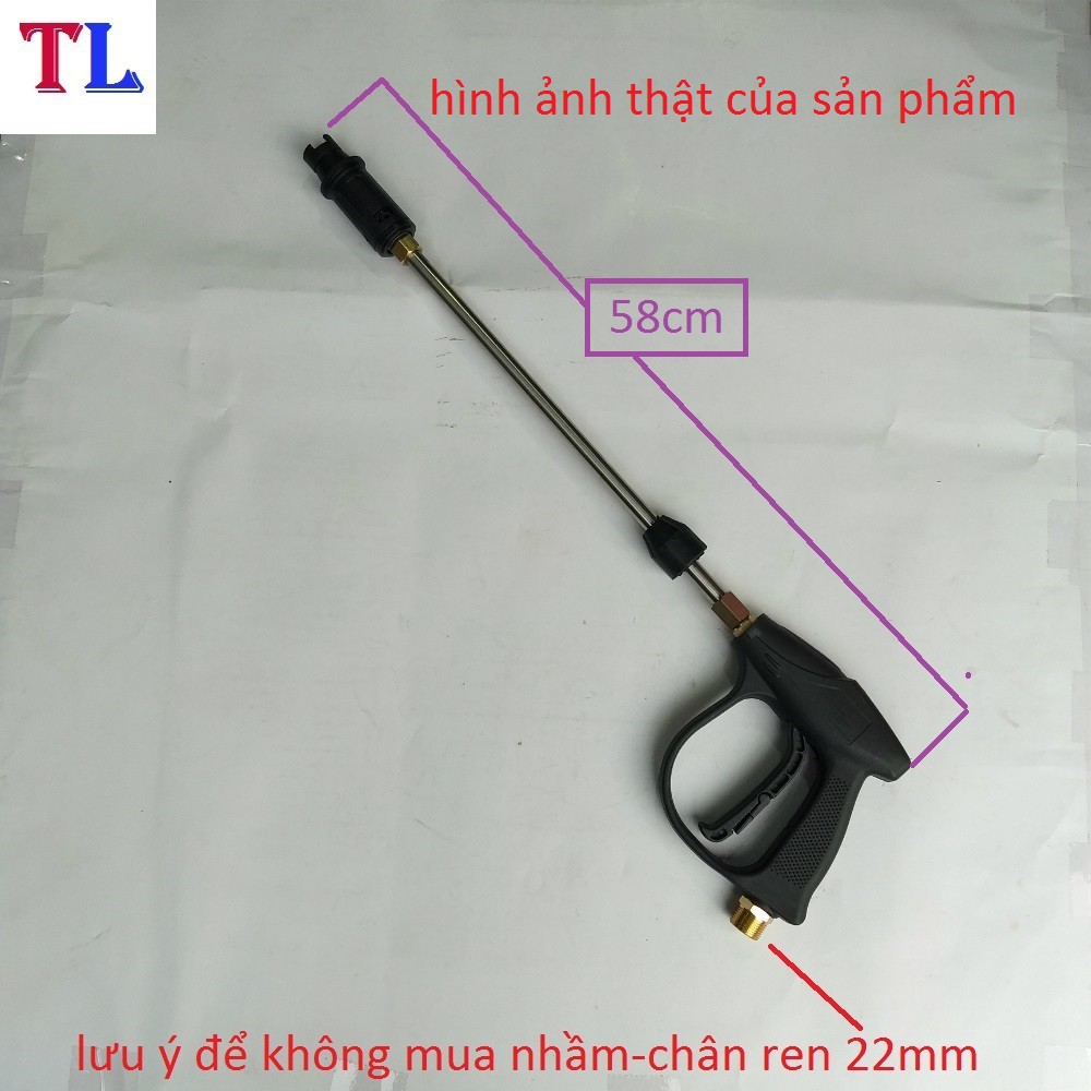 súng rửa xe áp lực cao nối dài (súng ren 22mm+ống nối 36cm)