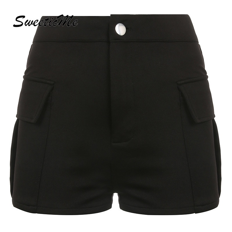 Sweeticme Quần Short Dáng Ôm Cài Nút Phong Cách Hipster Thời Trang Cho Nữ