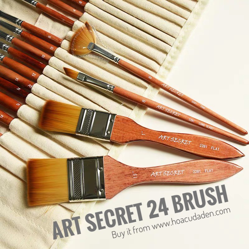 [DA ĐEN] Bộ Cọ Vẽ Art Secret 24 Món Kèm Túi