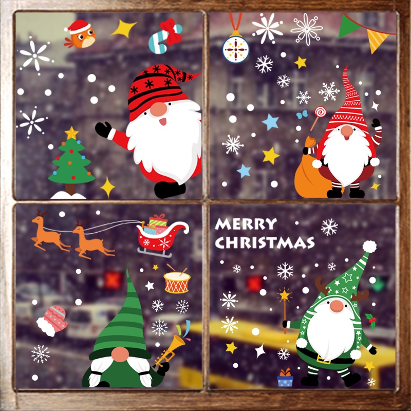 Nhãn dán họa tiết ông già noel/tuần lộc trang trí cửa sổ/giáng sinh/năm mới