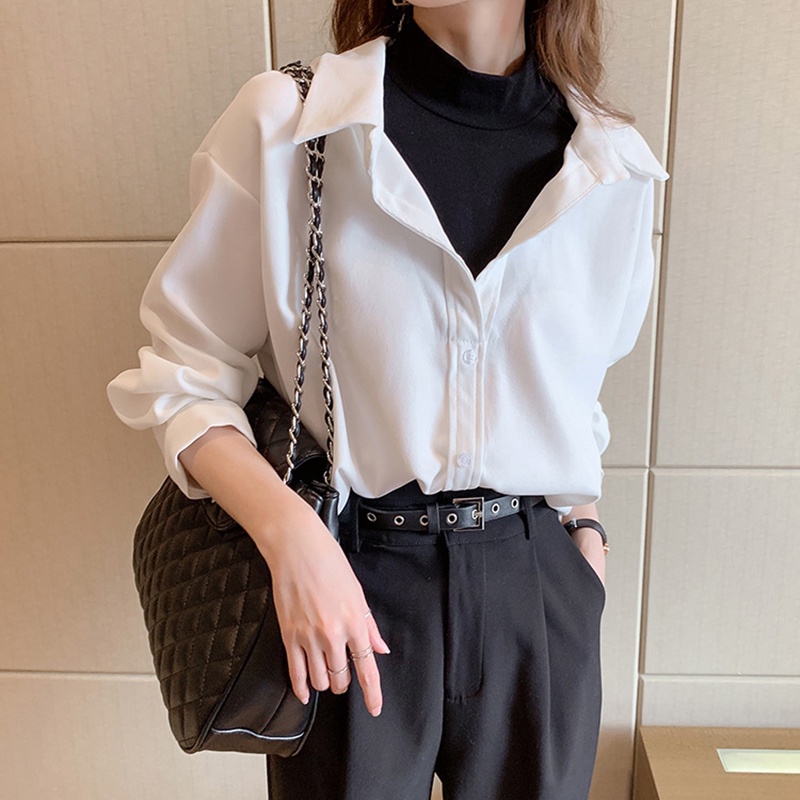IELGY Áo sơ mi dài tay nhiều lớp thời trang dành cho nữ