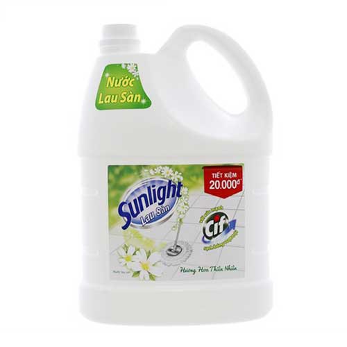 Nước Lau Sàn Sunlight 3,6KgTrắng Tinh chất thiên nhiên/ Hương Hoa Hạ &Bạc Hà