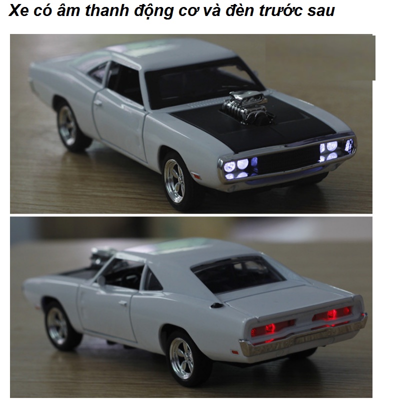 Mô hình xe ô tô Dodge fast and furious tỉ lệ 1 32 xe bằng kim loại mở được cửa có âm thanh và đèn