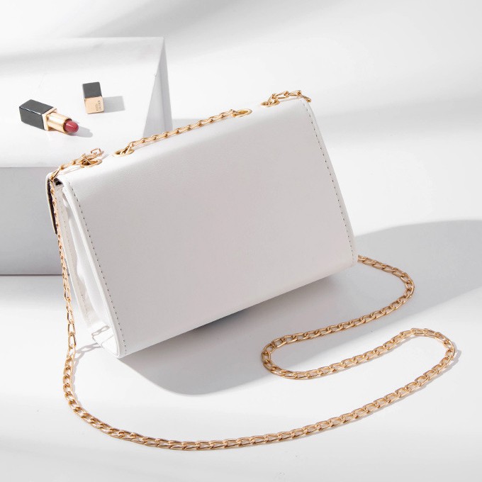 Túi Đeo Chéo Nữ Khóa Gài Màu Kem | BigBuy360 - bigbuy360.vn