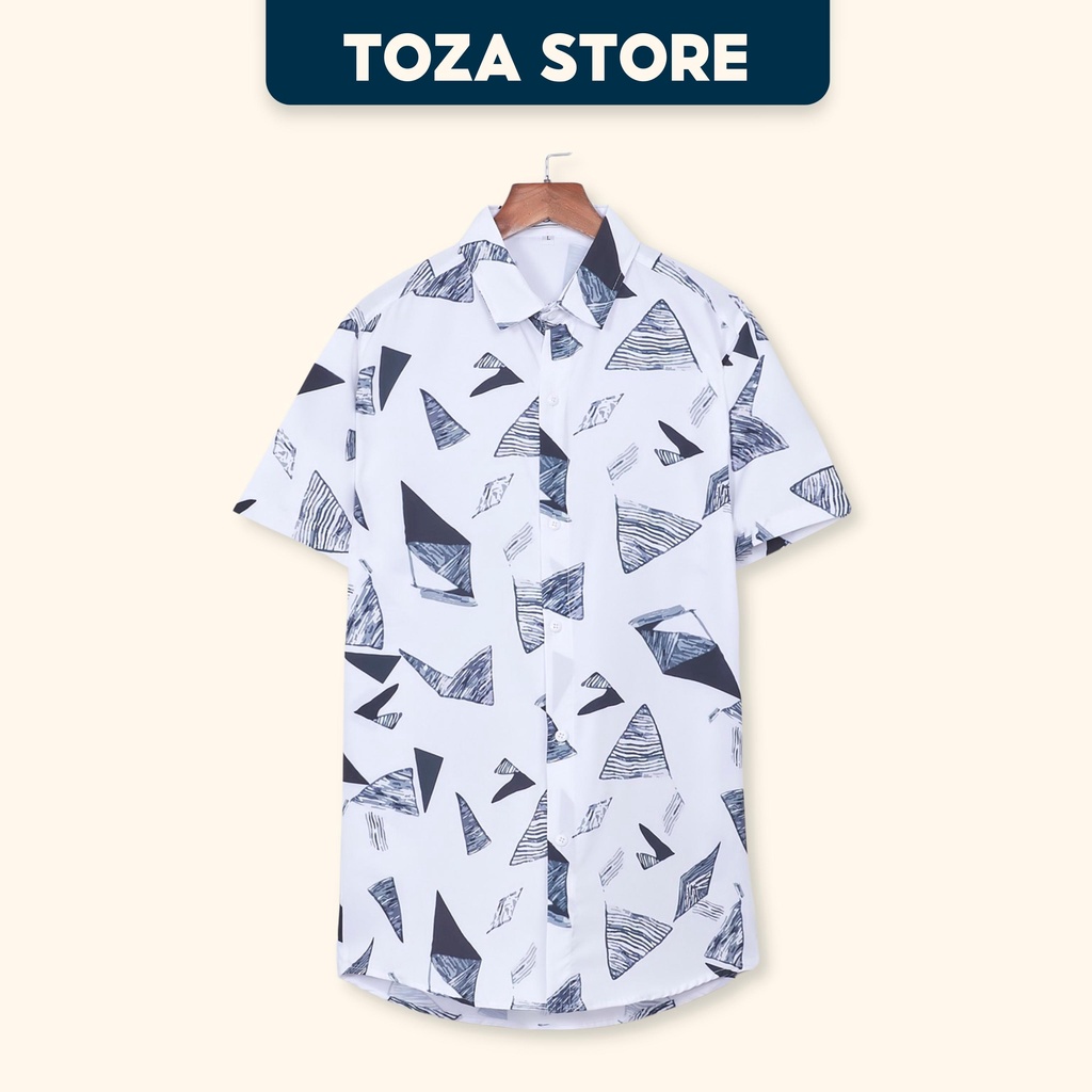 Áo sơ mi nam hoạ tiết chất liệu lụa ép thoáng mát, áo sơ mi đi biển TOZA FRHTR33