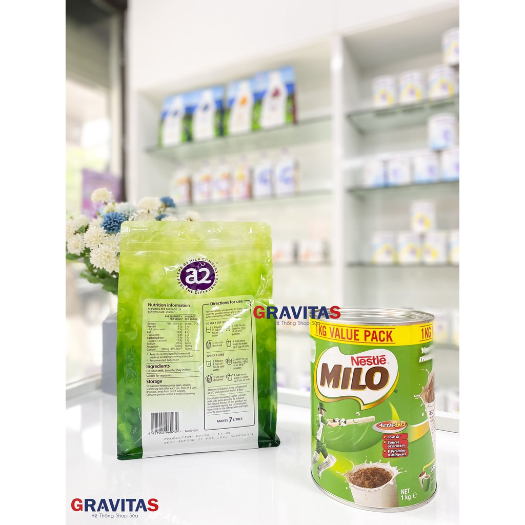 Combo Sữa A2 Nguyên Kem 1Kg Và Milo Úc 1Kg Cao Cấp Cho Sức Khỏe