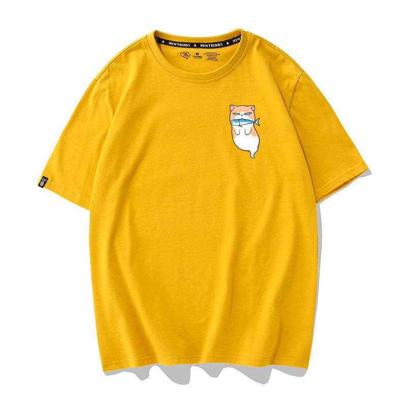 [Hàng Xịn, Gía Tốt] Áo Phông Thun Mèo Ngậm Cá Mini Nam Nữ - Unisex - Cotton - Mã AT034
