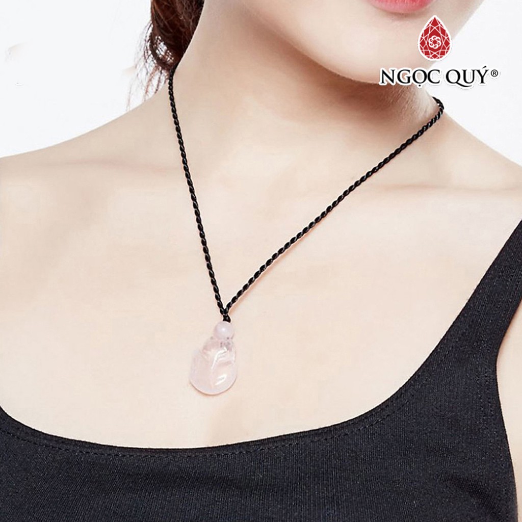 Mặt dây chuyền hồ ly đá thạch anh hồng rose quartz - Ngọc Quý