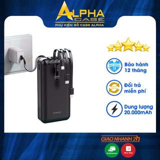 Sạc dự phòng SD G02 chính hãng 20000mAh SD kèm 3 dây sạc, hỗ trợ sạc nhanh casealpha
