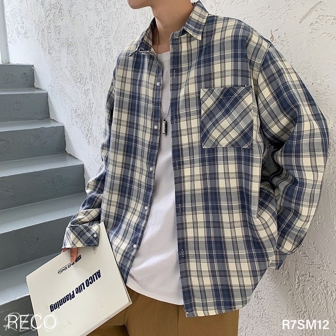 Áo sơ mi nam nữ Hàn Quốc cao cấp dáng rộng dài tay Shirt Loose R7SM12