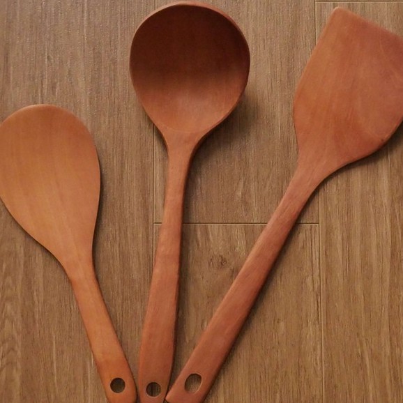 Set lẻ 3 muôi gỗ (Muỗng gỗ) múc cơm, múc canh, xào rán chất lượng cao, tiện lợi dùng cho nhà bếp