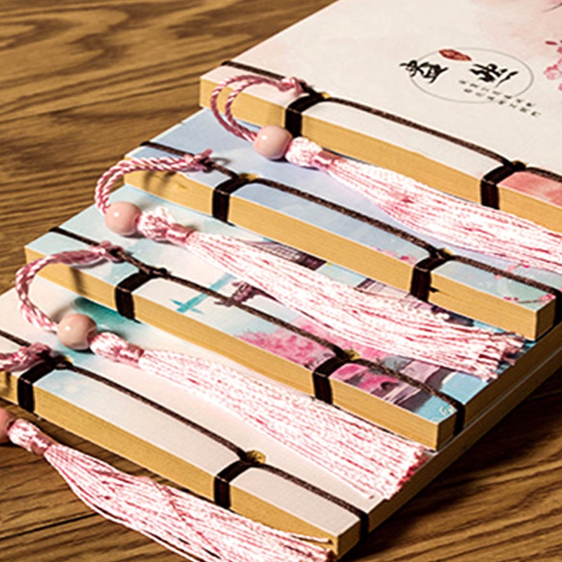 Sổ Tay Khổ A6 Có Dây Tua Rua Phong Cách Trung Hoa