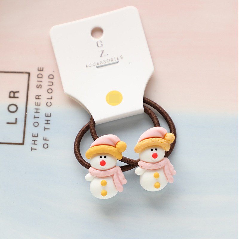 Set 2 dây buộc tóc co giãn hình tuần lộc hoạt hình dễ thương cho nữ
