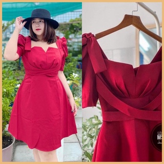 Đầm xoè dây chéo dáng ngắn trên gối