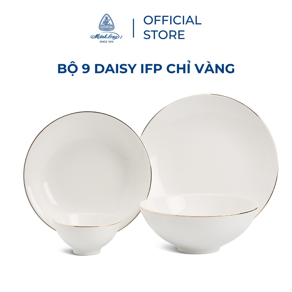 Bộ Bàn Ăn 9 Sản Phẩm - Daisy IFP - Viền Chỉ Vàng