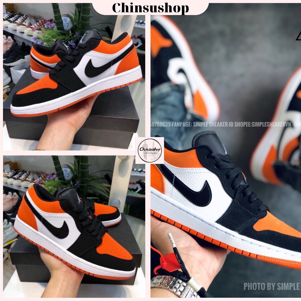 Giày _Nike Thể Thao, Giày JorDan cam đen cổ thấp Hàng Cao Cấp 2022
