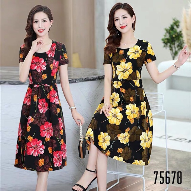Đầm lụa in 3D siêu xinh