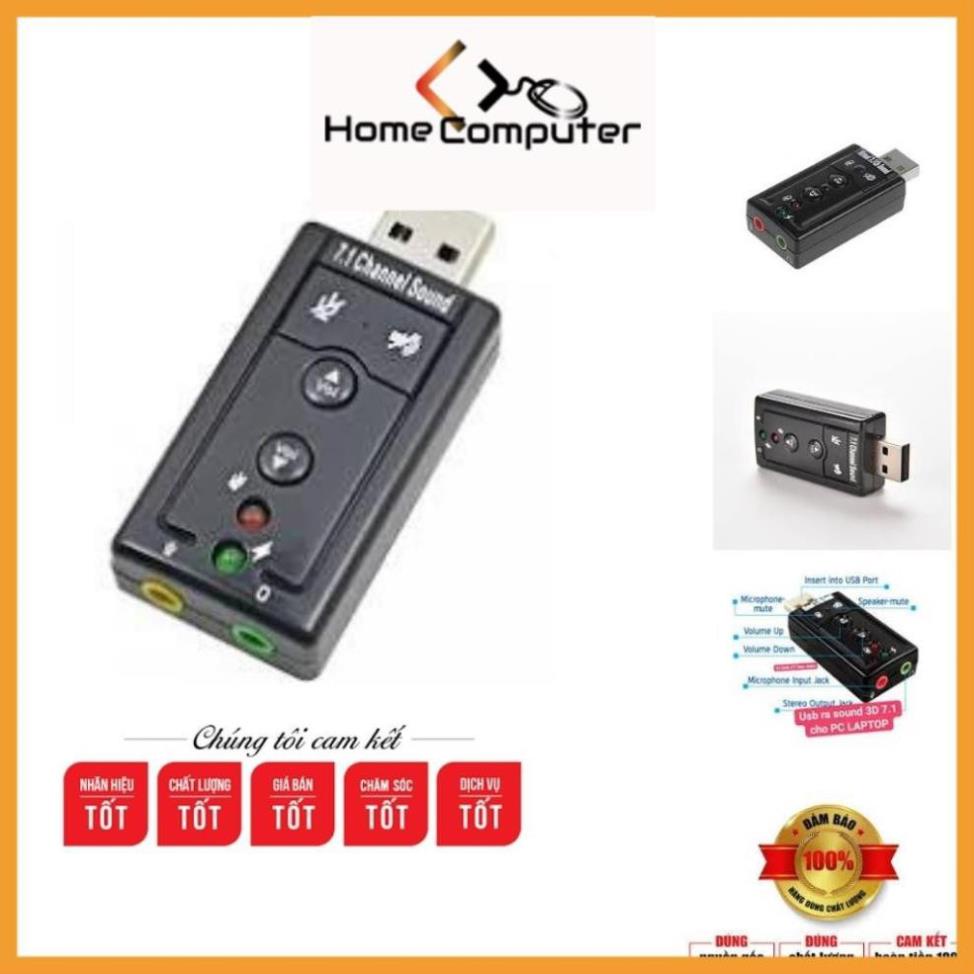 Usb Sound 7.1 Chuyển đổi usb ra chân tai nghe + loa, Tăng Âm Lượng. BH 3 tháng.Home.mall