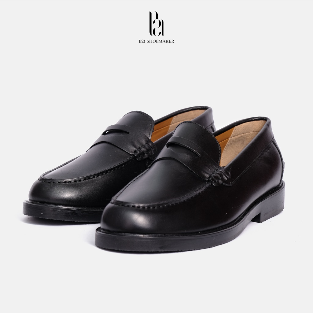 Giày Lười Nam B21 Da Bò 2 Lớp Cao Cấp Chống Thấm Nước Giày Penny Loafer Tăng Chiều Cao Phong Cách Công Sở Trẻ Trung