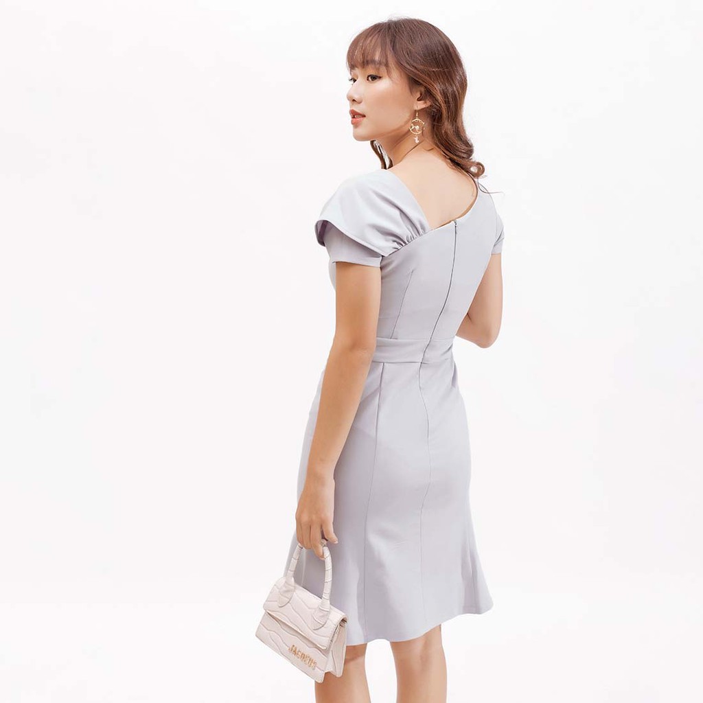 Đầm công sở nữ thời trang Eden dáng ôm body tay ngắn cách điệu tôn dáng sang trọng lịch sự - D393