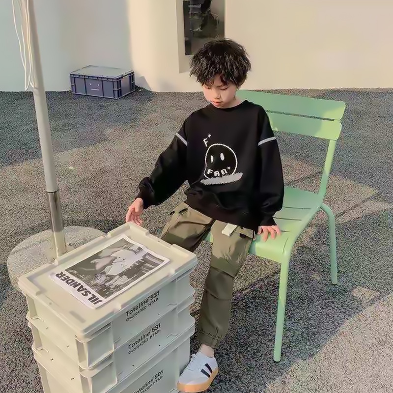 Quần Yếm Cotton Màu Đen / Xanh Lá Thời Trang Thu Đông Cho Bé Trai