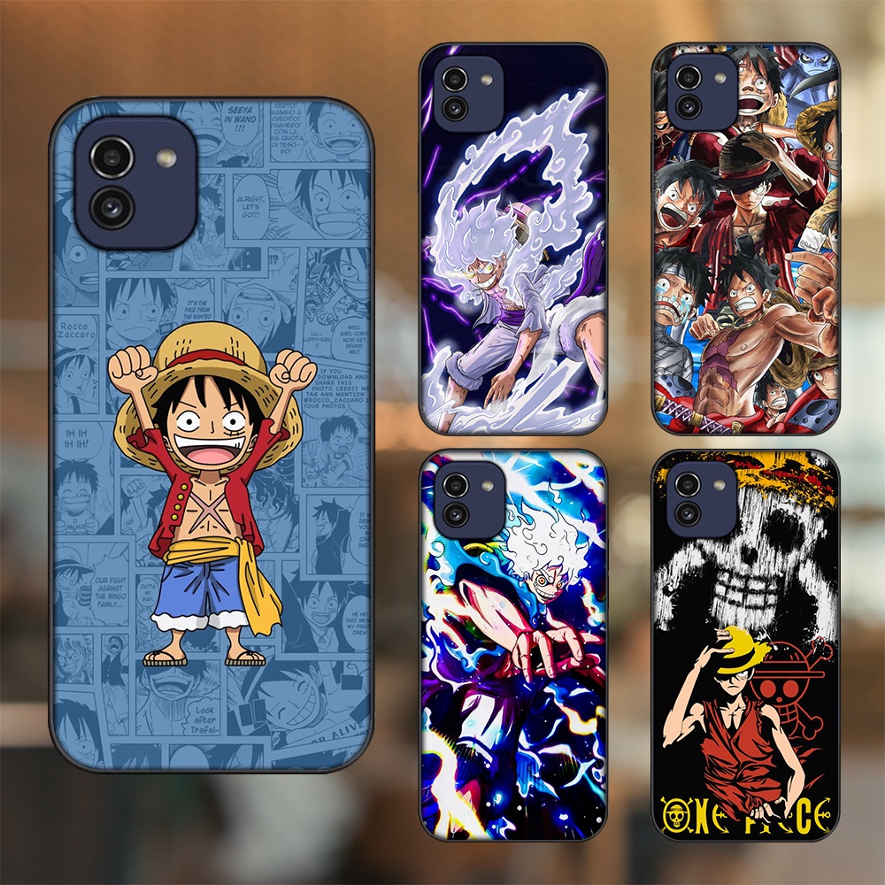 Ốp lưng Samsung A03 viền đen in hình Luffy One Piece
