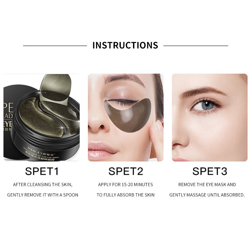 [COD] Hộp 60 mặt nạ mắt IMAGES dưỡng ẩm hiệu quả Hyaluronic acid/seaweed/black pearl Eye Mask