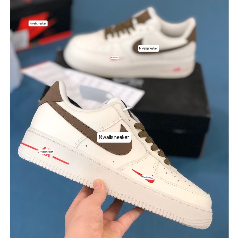 Giày Air Force 1 Low Premium White Brown - giày af1 vệt nâu trắng nam nữ hot trend 2022