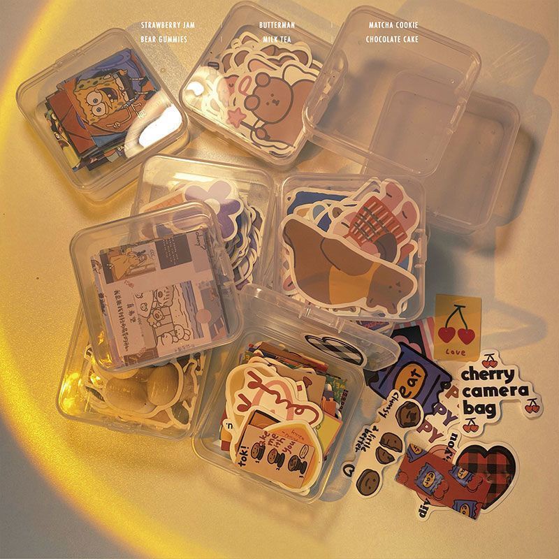 Set 2 Hộp Trong Suốt Đựng Bút/ Giấy Dán Mặt Nạ Phân Loại Tiện Dụng