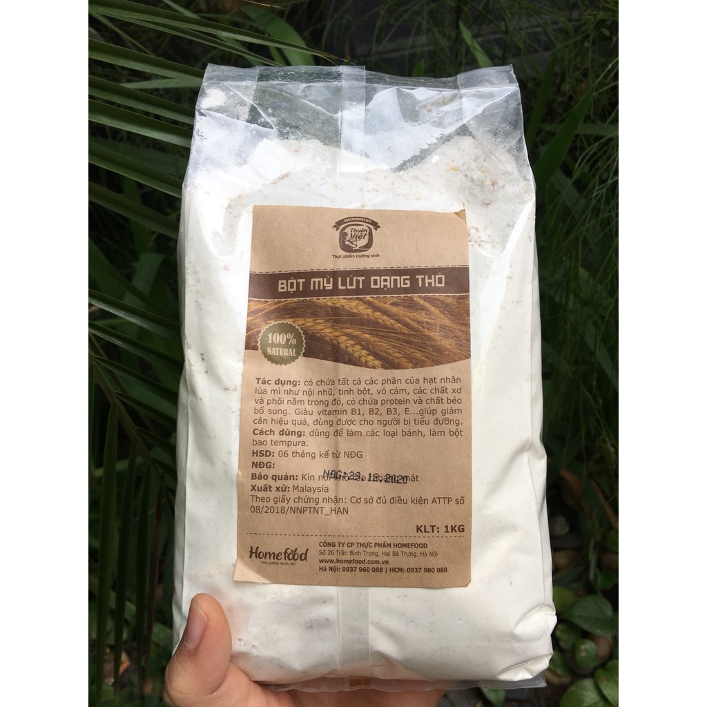 Bột mì lứt dạng thô Homefood 1kg