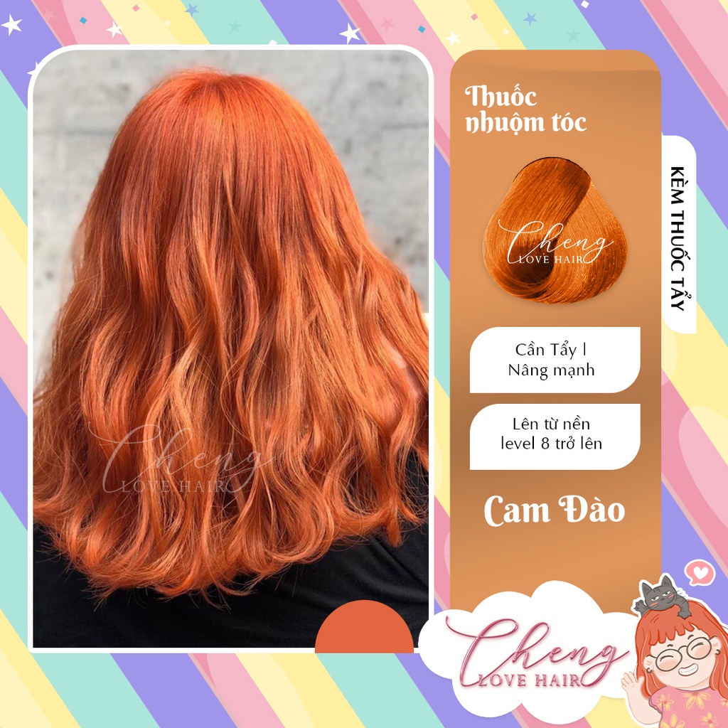 Thuốc nhuộm tóc màu CAM ĐÀO- ORANGE PEACH Chenglovehairs, Chengloveshair, Chengloveshairs, Chenglovehair