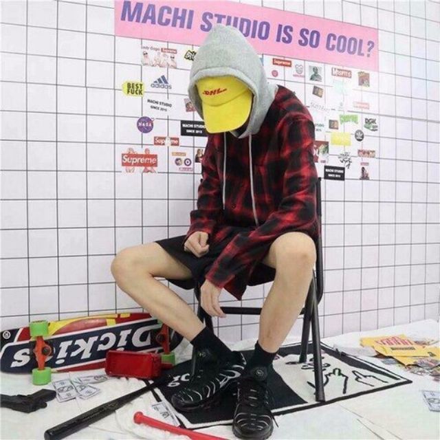 Áo khoác UNISEX kiểu dáng sơ mi sọc caro nhuyễn màu xanh , đỏ  và xám -thoitrangsihienlinh