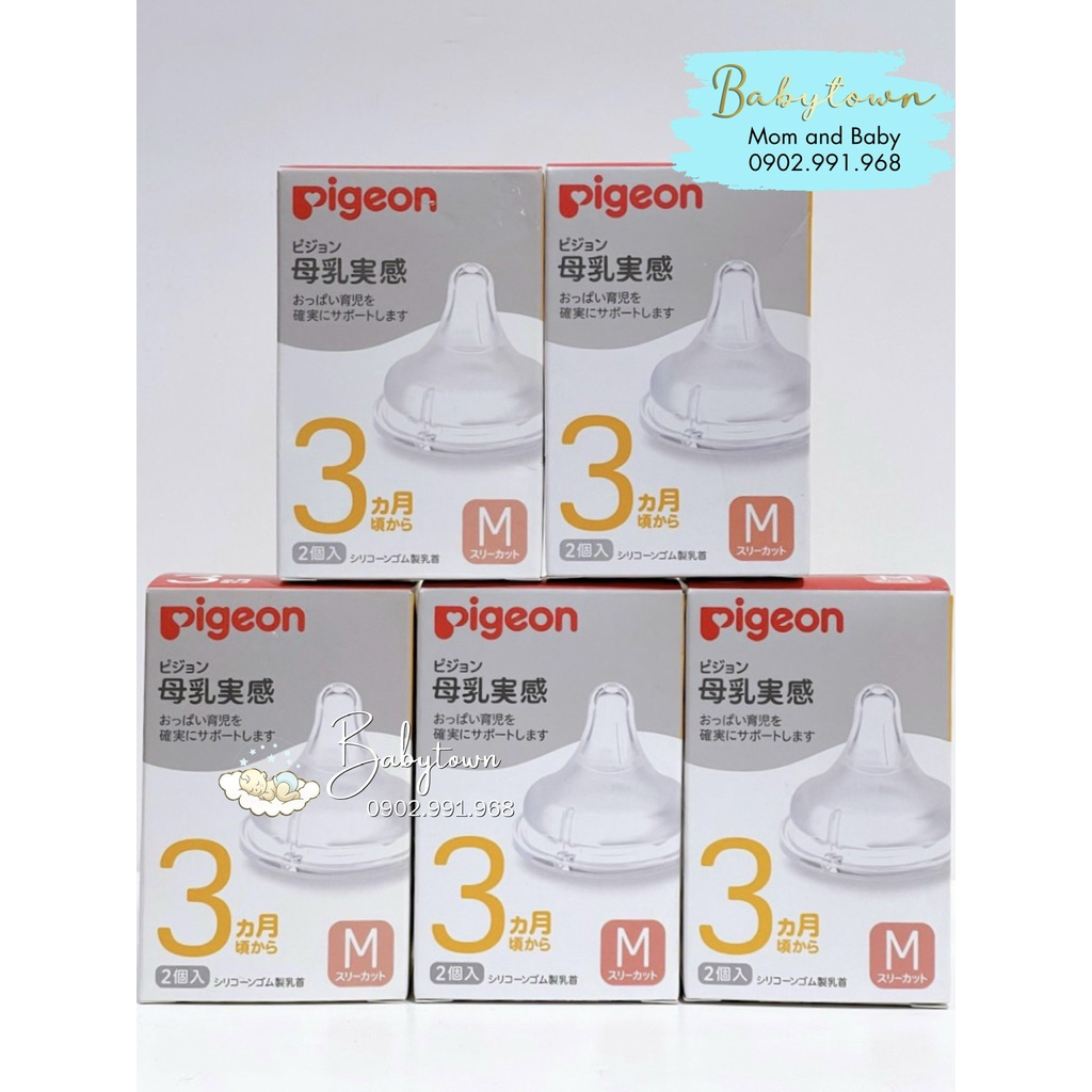[CHÍNH HÃNG]Núm vú Pigeon cổ rộng silicone siêu mềm Plus Nội địa Nhật Bản Size S/M/L/LL/3L  (Hộp 2 cái) - Có bán lẻ