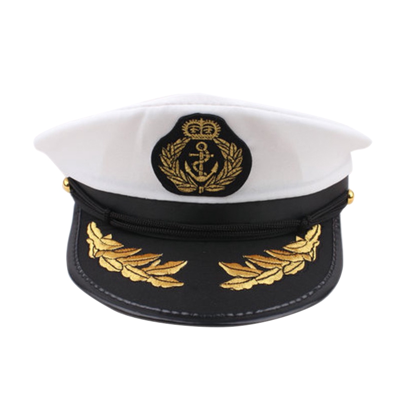 Sailor Yacht Captain Navy Cap Nautical Hat White V9R7