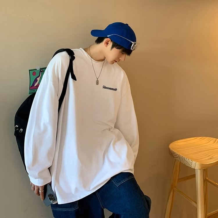 Áo Thun Tay Dài Dáng Rộng In Chữ Phong Cách Hàn Quốc Thời Trang Cho Nam Và Nữ Size M-5XL