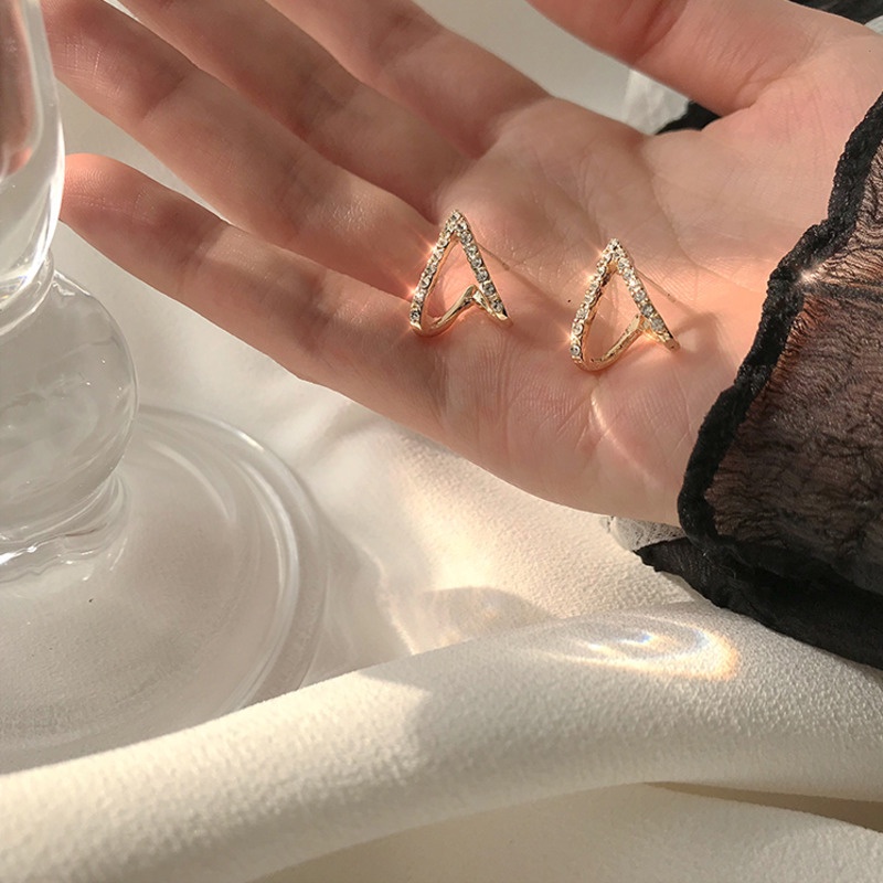 Khuyên Tai Đính Đá Zircon Hình Học Phong Cách Hàn Quốc Mới Dành Cho Bạn Nữ Dễ Phối Đồ
