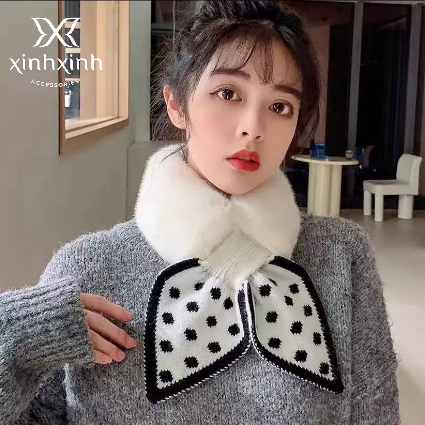 Khăn lông quàng cổ buộc nơ xinh cao cấp cho bạn gái Xinh Xinh Accessories