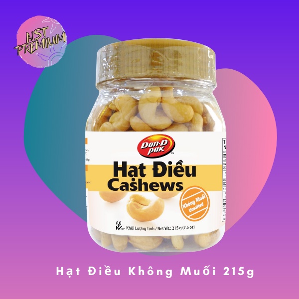 Hạt Điều Không Muối 215gr