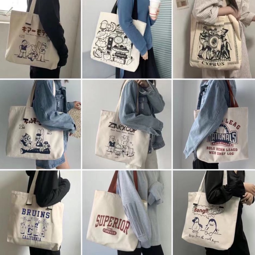 Túi vải canvas phong cách Hàn Quốc thời trang