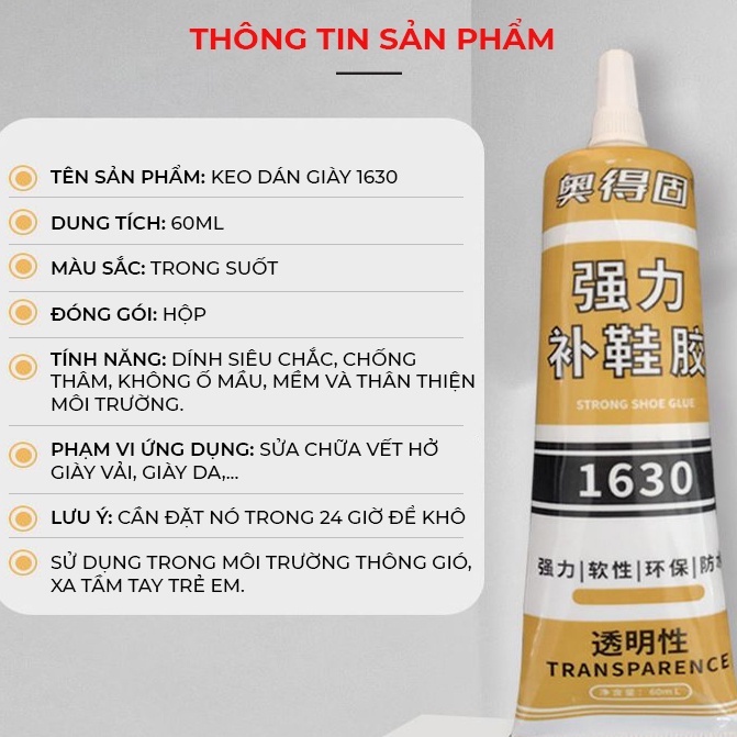Keo Dán Giày Dép 1630 – Siêu Dính - Chắc chắn - Chịu lực tốt