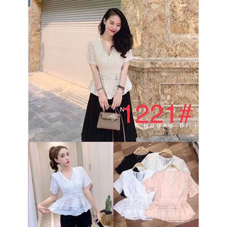 1221.  ÁO REN TAY NGẮN CỔ TIM