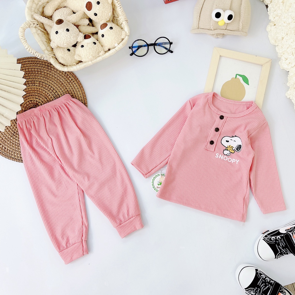 Bộ dài tay thu đông cao cấp cho bé trai bé gái sơ sinh 5-16kg, vải len tăm xuất xịn nhiều màu