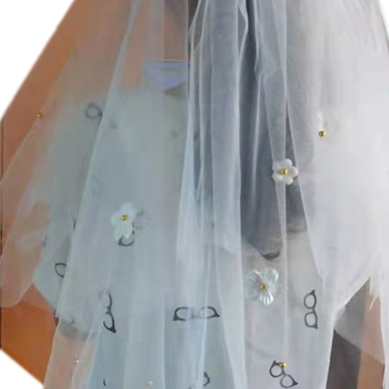 Mạng Che Mặt Cho Cô Dâu Với Lược Kim Loại Cắt 2 Tầng