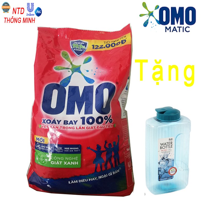 Hot - Bột giặt Omo 6kg Mẫu Mới - Tặng kèm bình nước Lock Lock 2.1L - NTD Thông Minh