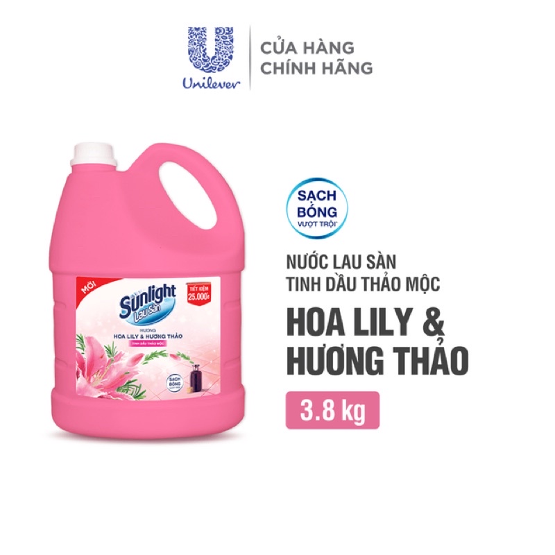 Nước Lau Sàn Sunlight 3.8kg Mầu Hồng