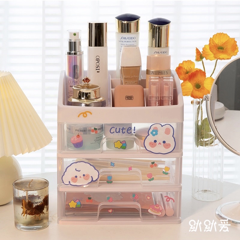 Kệ đựng mỹ phẩm nhựa 4 tầng để bàn văn phòng phẩm hộp lưu trữ đồ trang điểm 379