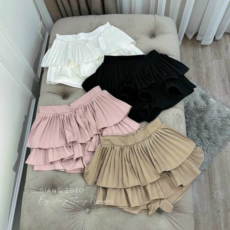 Chân váy 2 tầng dập ly 2 tầng xinh xắn