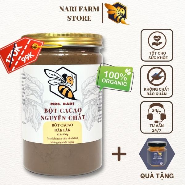 Bột cacao nguyên chất 50g - 500g Nari Farm - Bột cacao tự nhiên