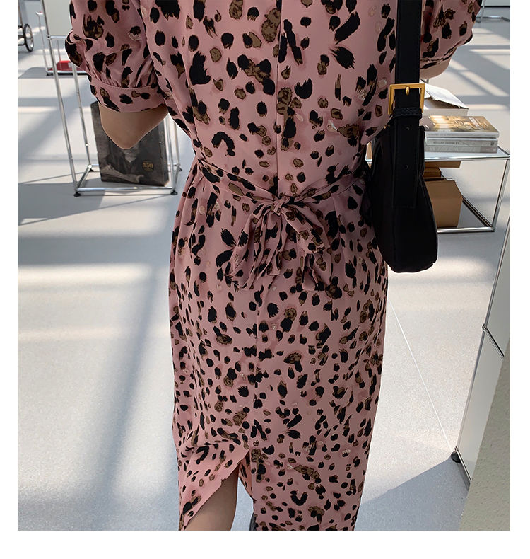 Đầm Tay Phồng Cổ Tròn Họa Tiết Da Báo Màu Hồng Dễ Thương | BigBuy360 - bigbuy360.vn